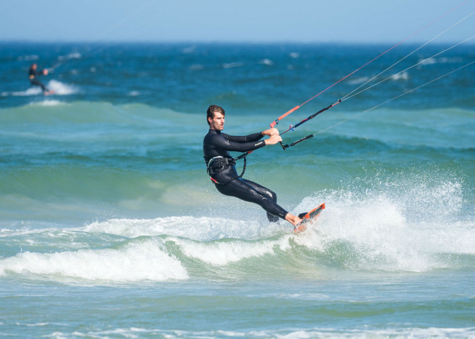 Learning how to go upwind when kitesurfing