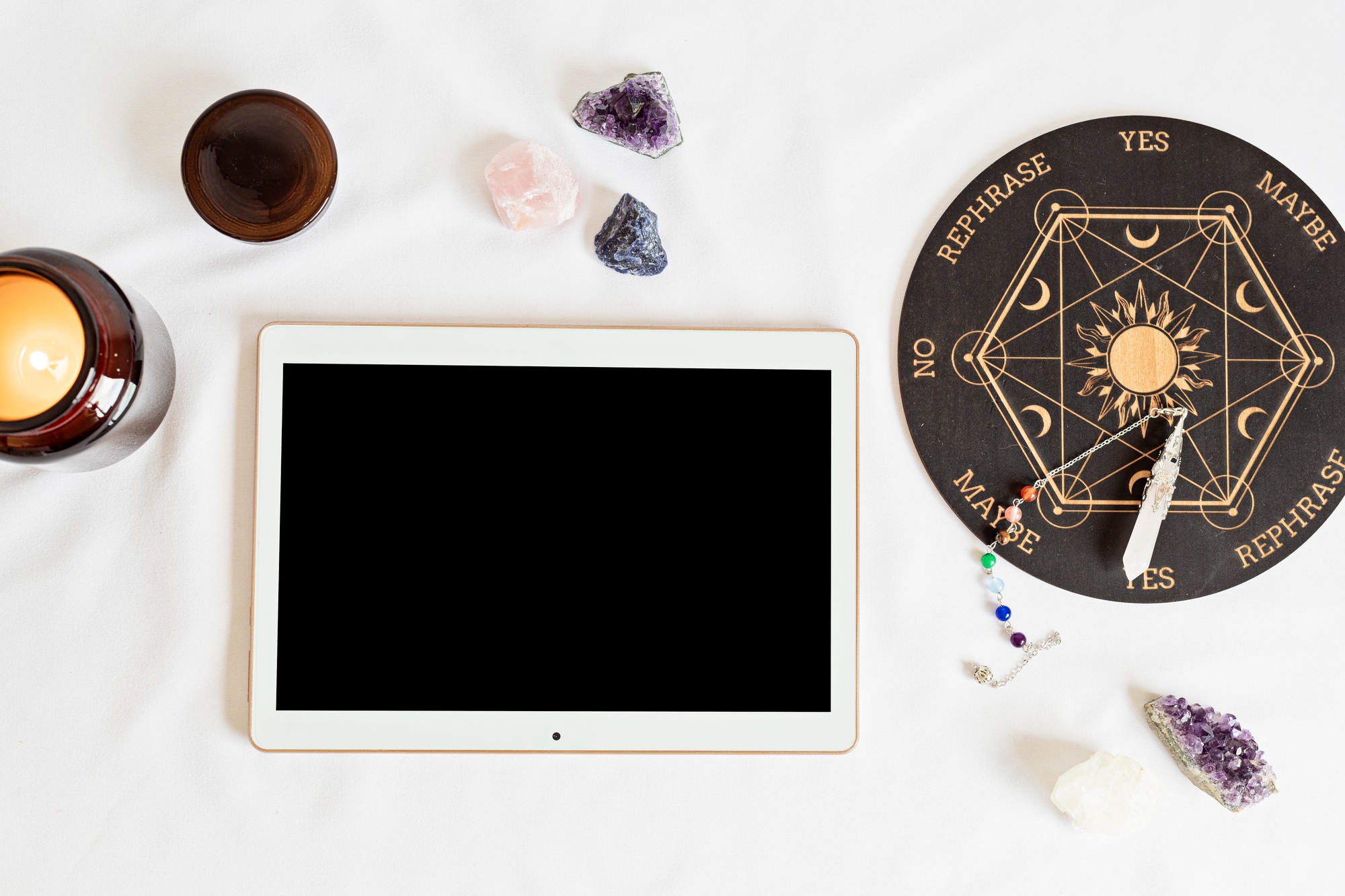 Pendulum board for divination, fortune telling or communicating with spirits
